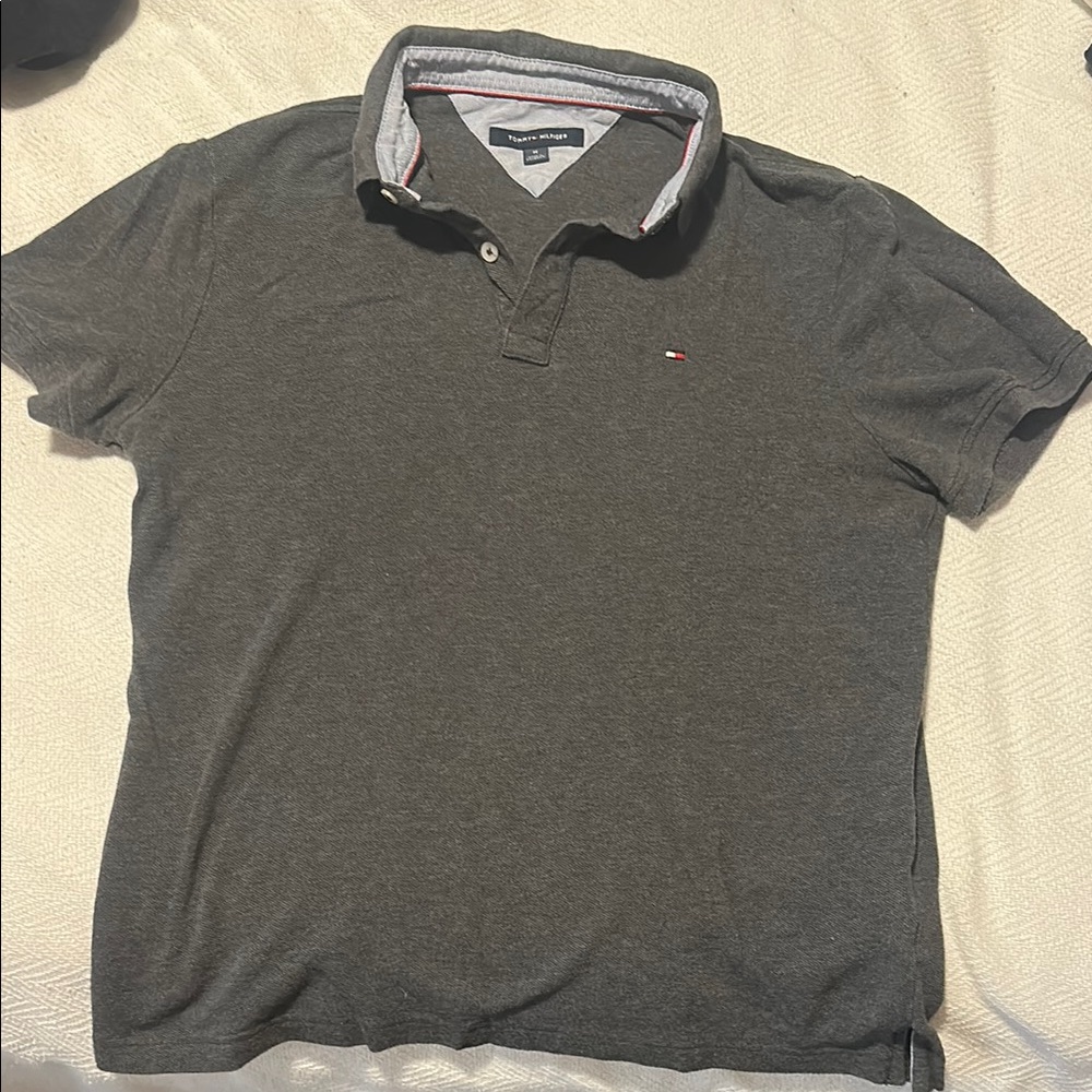 Tommy Hilfiger Gray Polo Shirt Casual Cotton Blend